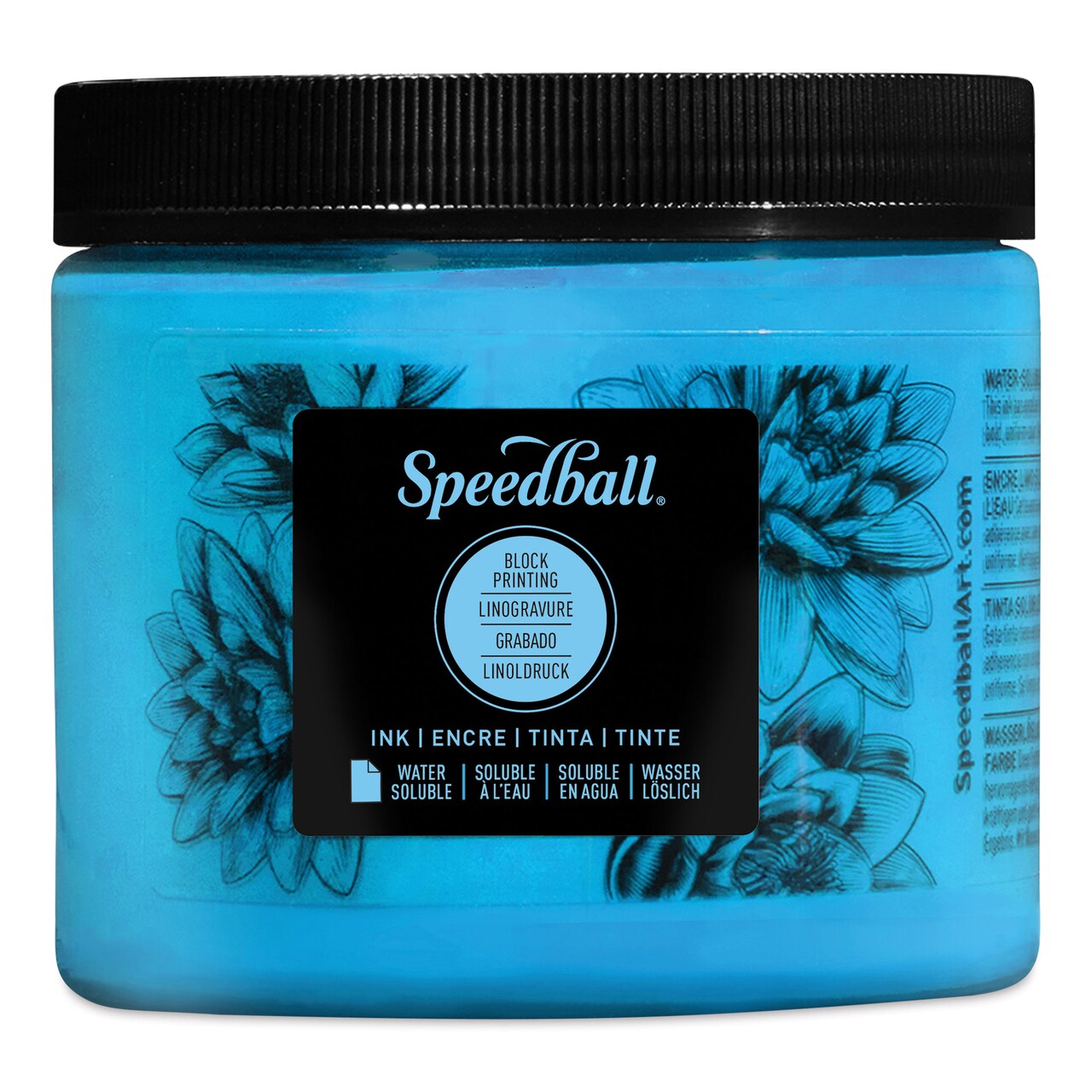 Speedball Water-Soluble Block Printing Ink - Fluorescent Blue, 16 oz